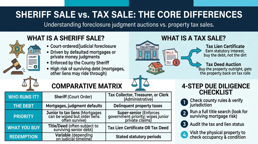 Sheriff Sale vs. Tax Sale: How Sheriff Sales Work and How They Differ from Tax Lien and Deed Auctions